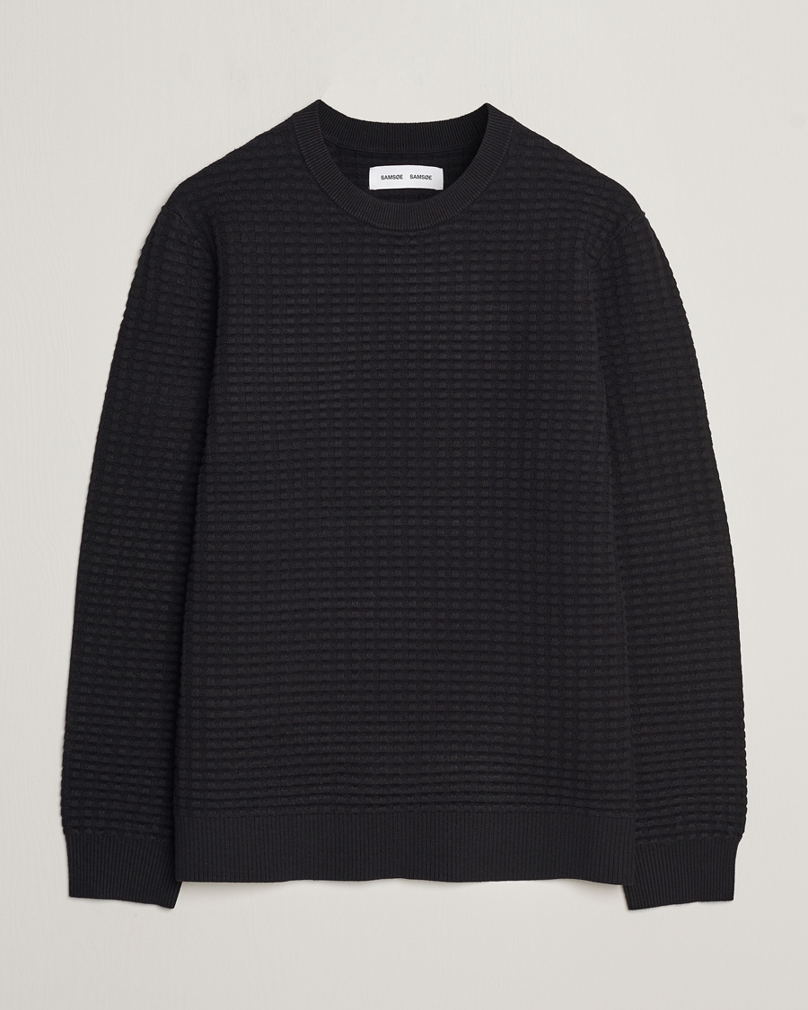 Homme | Pulls Et Tricots | Samsøe Samsøe | Samsøe & Samsøe Jules Waffle Knitted Crew Neck Black
