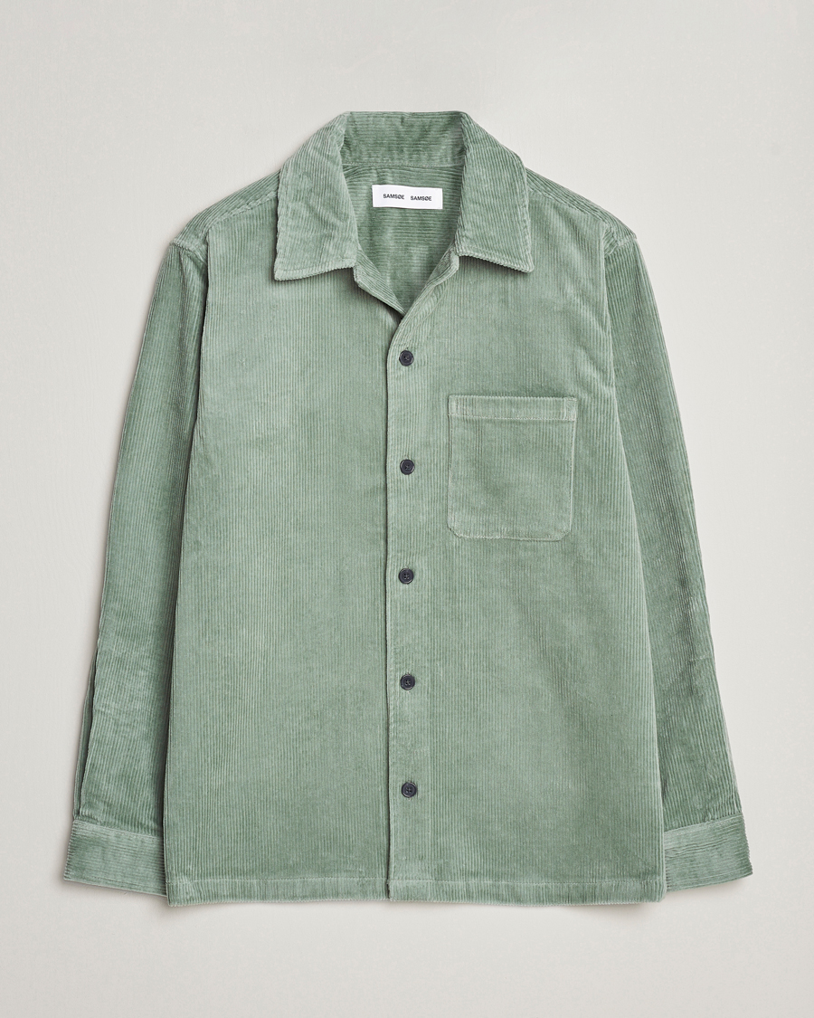 Homme | Chemises | Samsøe Samsøe | Samsøe & Samsøe Damon Corduroy Overshirt Iceberg Green