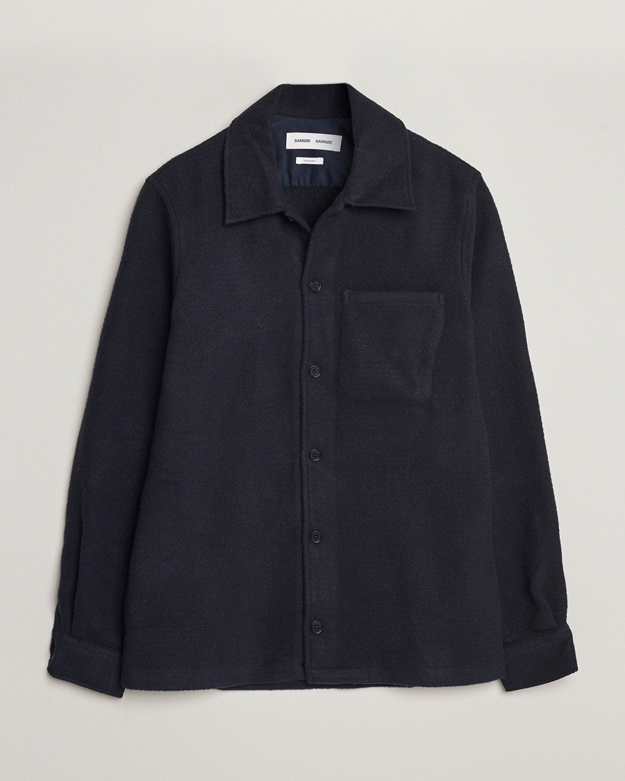 Homme | Chemises | Samsøe Samsøe | Samsøe & Samsøe Taka Waffle Knitted Overshirt Salute Navy