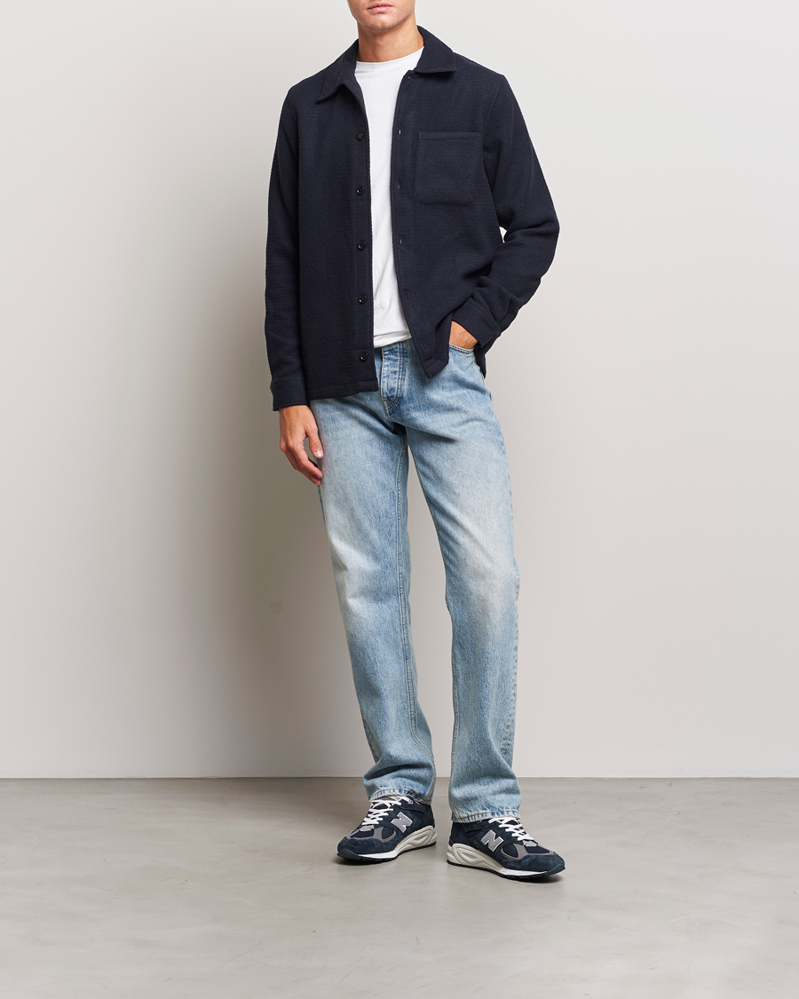 Homme | Chemises | Samsøe Samsøe | Samsøe & Samsøe Taka Waffle Knitted Overshirt Salute Navy