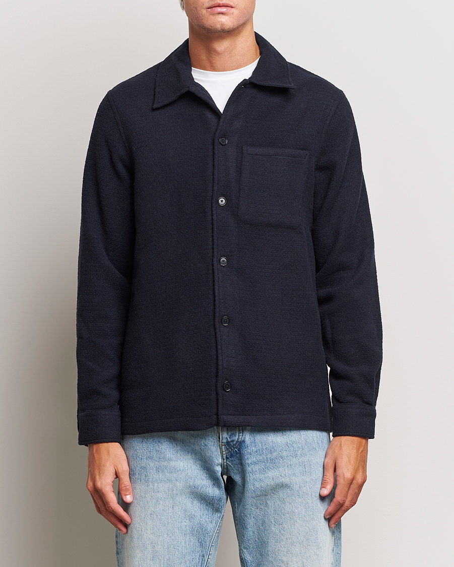 Homme | Chemises | Samsøe Samsøe | Samsøe & Samsøe Taka Waffle Knitted Overshirt Salute Navy