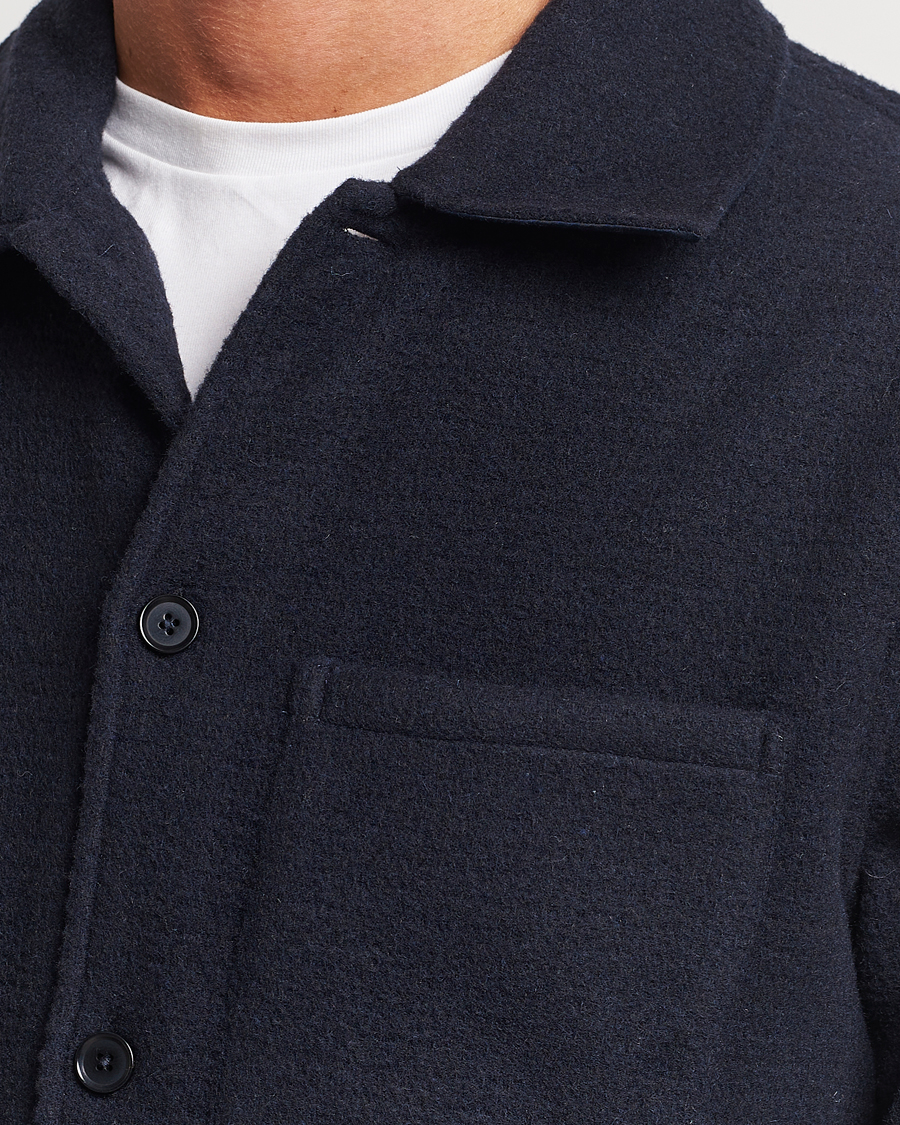 Homme | Chemises | Samsøe Samsøe | Samsøe & Samsøe Taka Waffle Knitted Overshirt Salute Navy