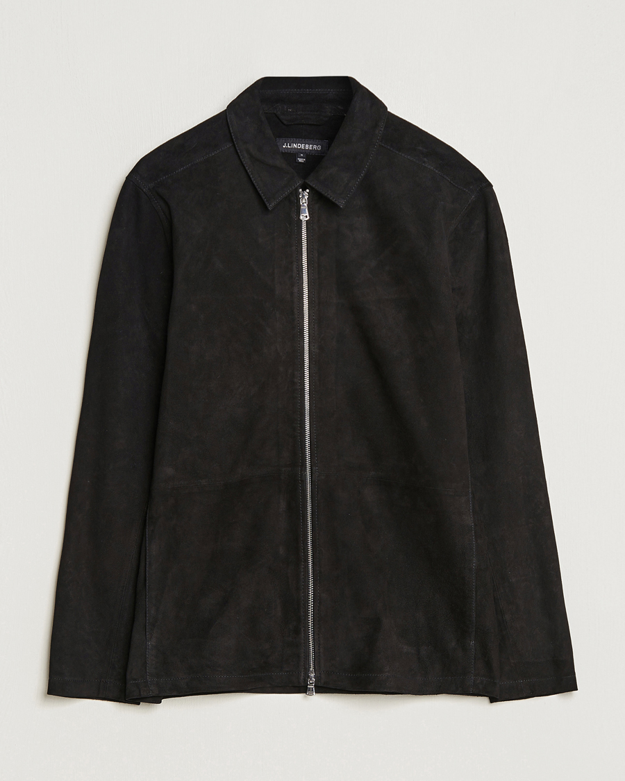 Homme | Manteaux Et Vestes | J.Lindeberg | Jonah Suede Zip Overshirt Black