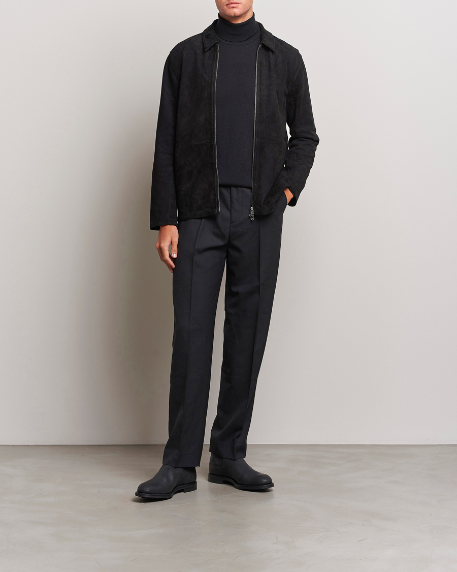 Homme | Manteaux Et Vestes | J.Lindeberg | Jonah Suede Zip Overshirt Black