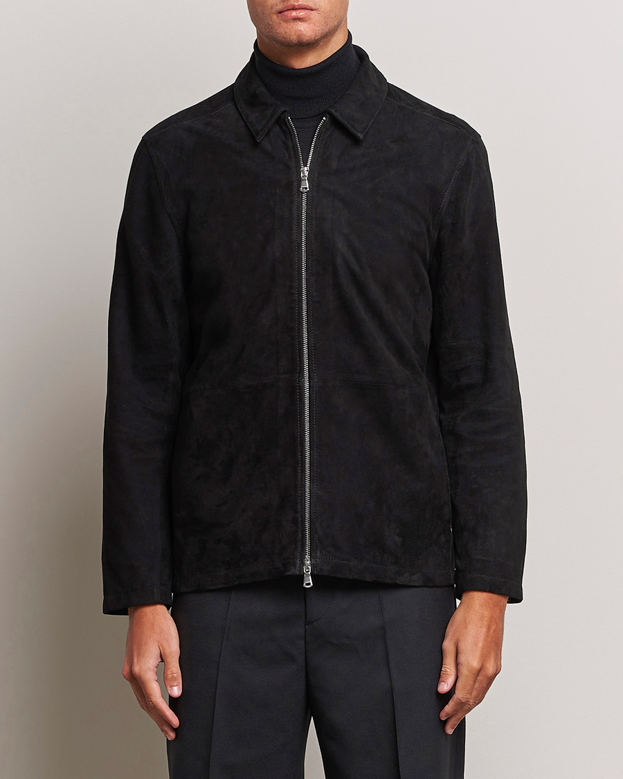 Homme | Manteaux Et Vestes | J.Lindeberg | Jonah Suede Zip Overshirt Black
