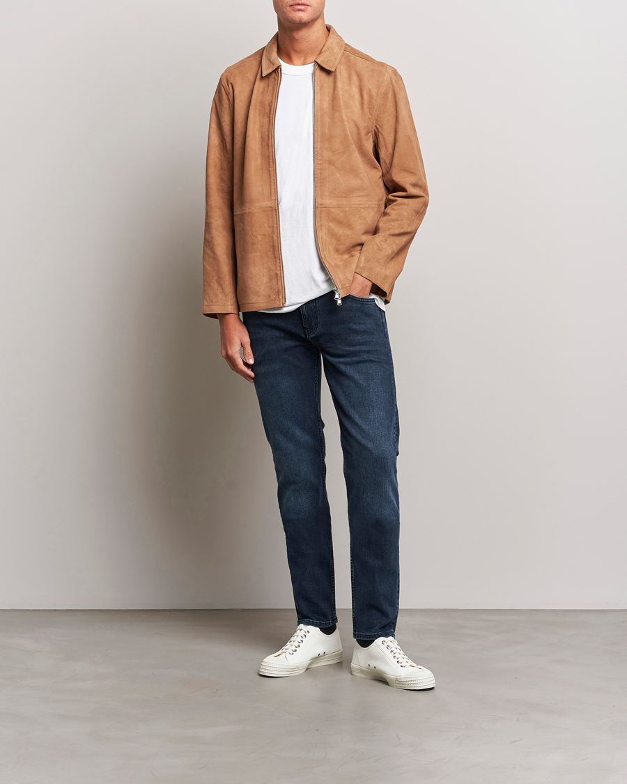 Homme | Manteaux Et Vestes | J.Lindeberg | Jonah Suede Zip Overshirt Chipmunk