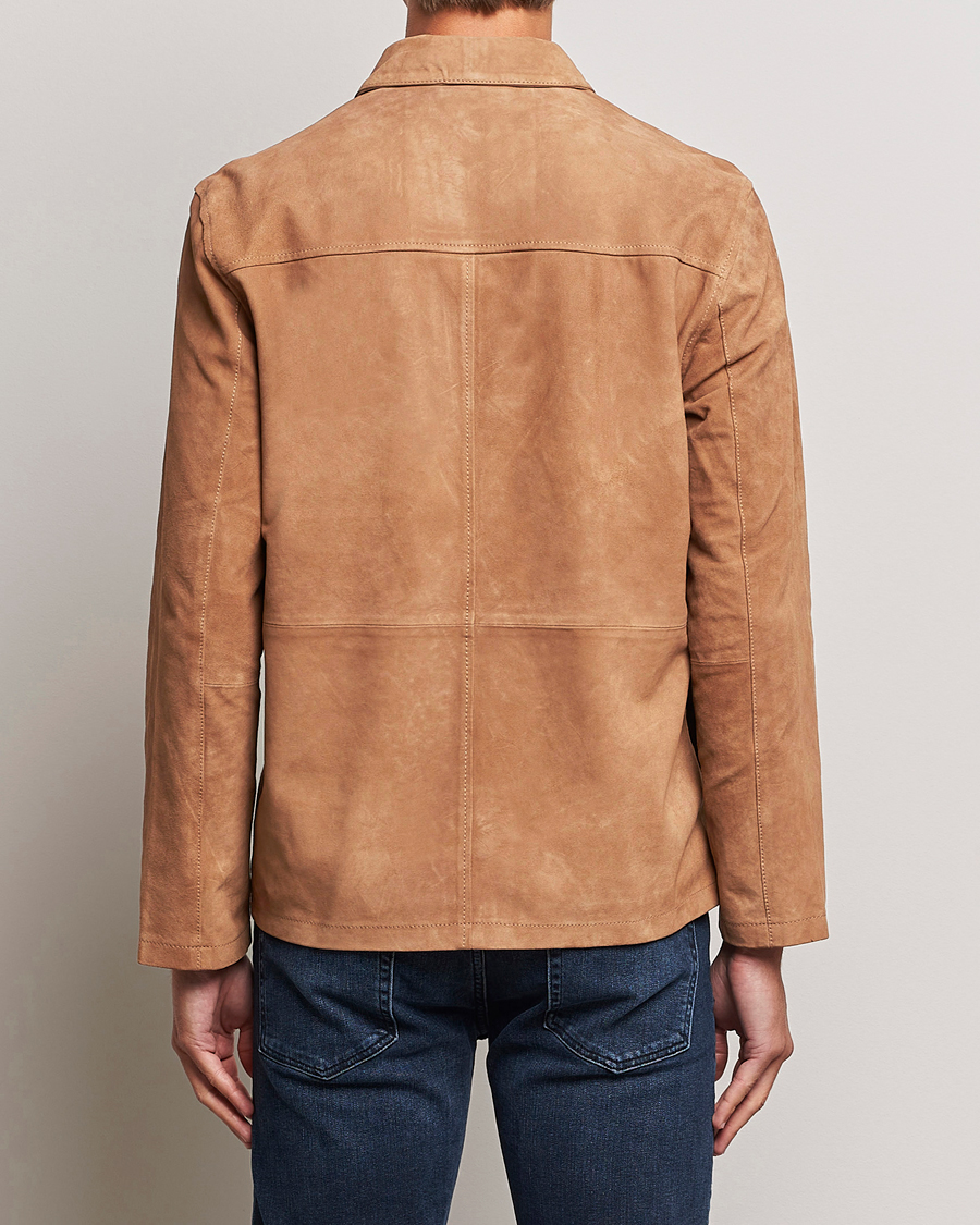 Homme | Manteaux Et Vestes | J.Lindeberg | Jonah Suede Zip Overshirt Chipmunk