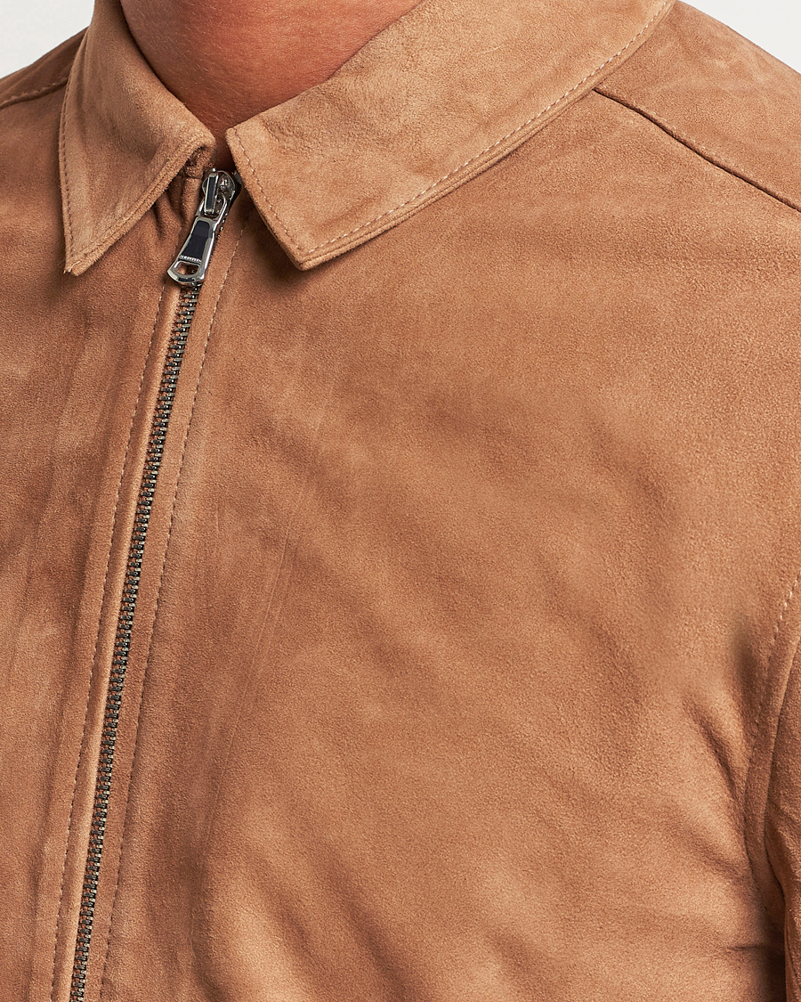 Homme | Manteaux Et Vestes | J.Lindeberg | Jonah Suede Zip Overshirt Chipmunk