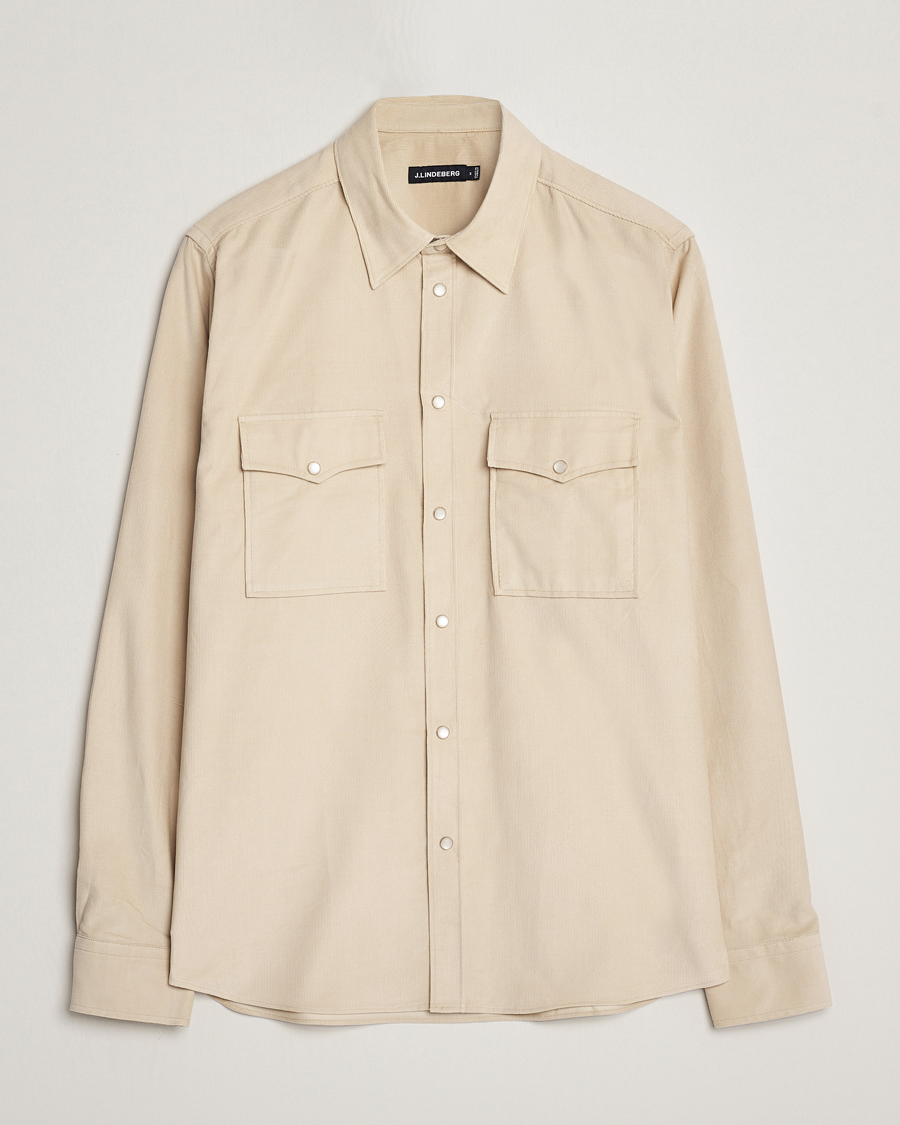 Homme | Chemises | J.Lindeberg | Carlos Reg Cord Shirt Oyster Grey