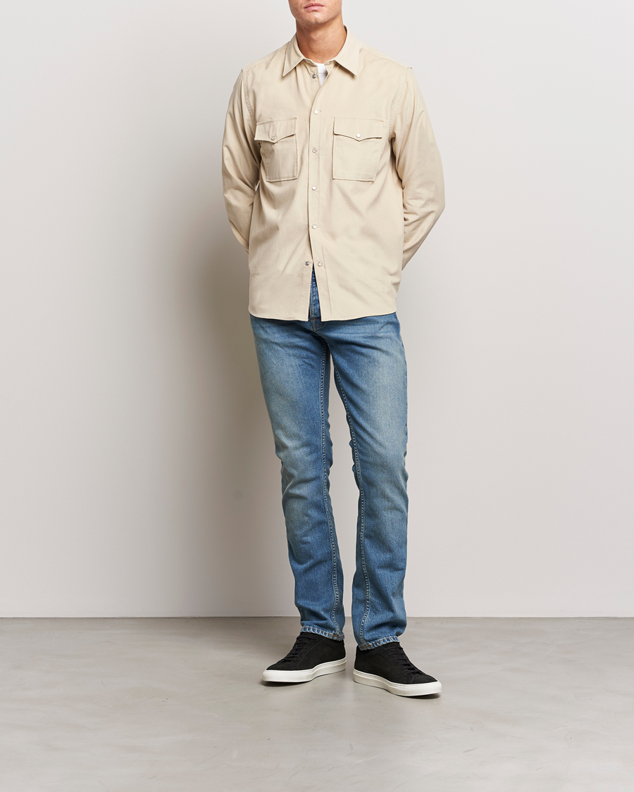 Homme | Chemises | J.Lindeberg | Carlos Reg Cord Shirt Oyster Grey