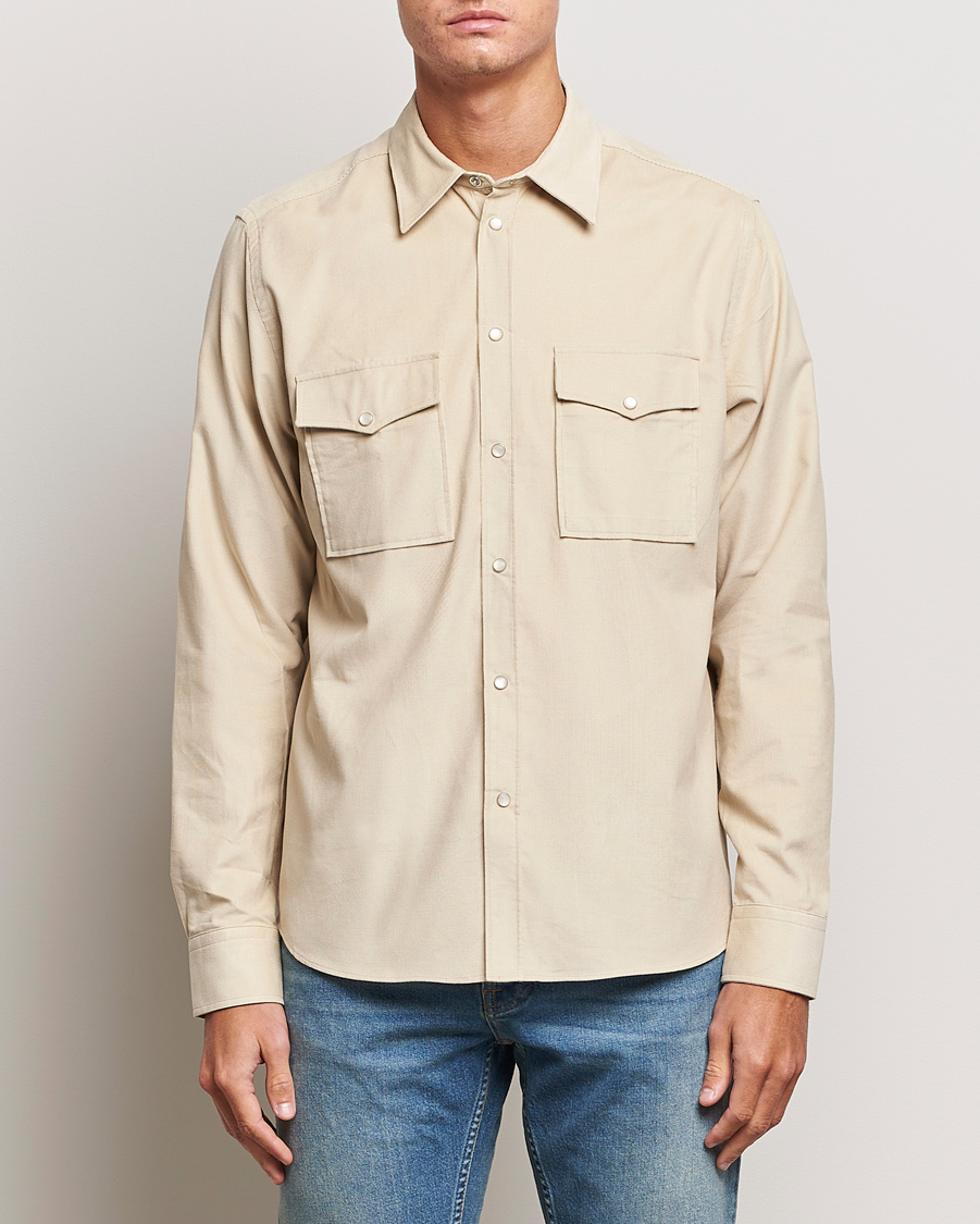 Homme | Chemises | J.Lindeberg | Carlos Reg Cord Shirt Oyster Grey