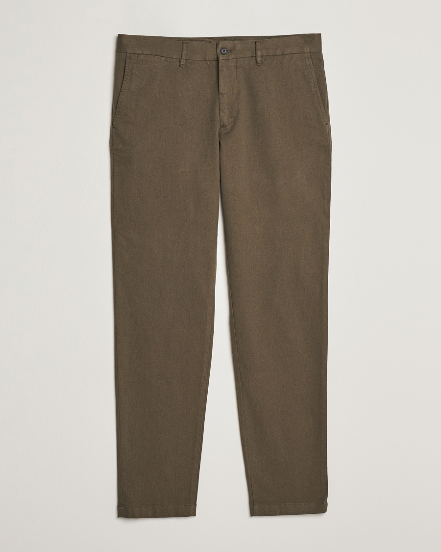 Homme | Pantalons | J.Lindeberg | Chaze Flannel Twill Pants Forest Green