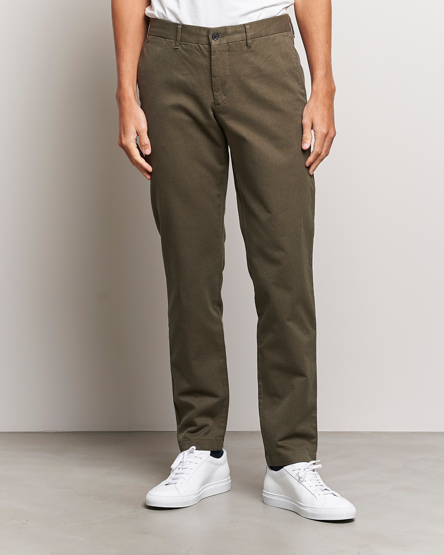 Homme | Pantalons | J.Lindeberg | Chaze Flannel Twill Pants Forest Green
