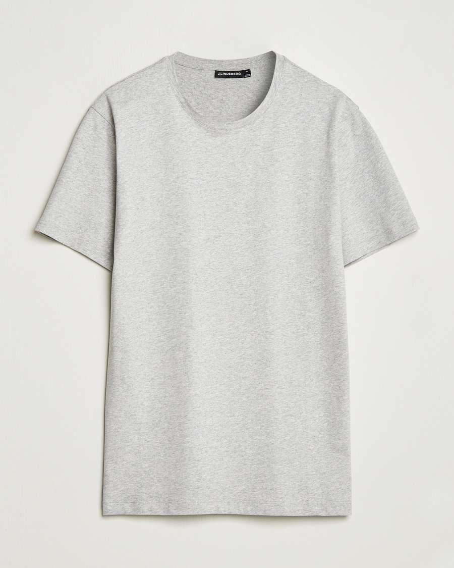 Homme | T-shirts | J.Lindeberg | Sid Cotton Crew Neck Tee Light Grey Mel