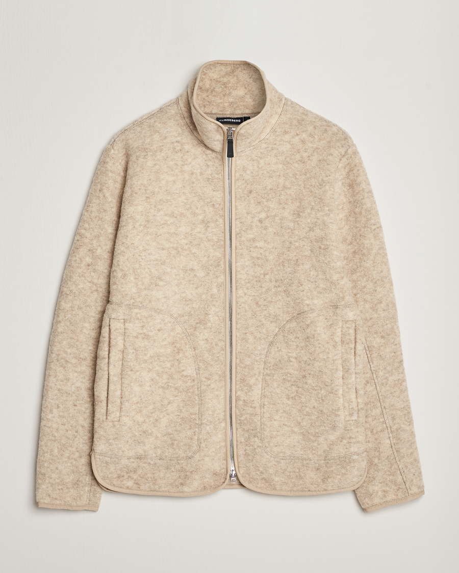 Homme | Pulls Et Tricots | J.Lindeberg | Dustin Wool Fleece Jacket Oyster Grey