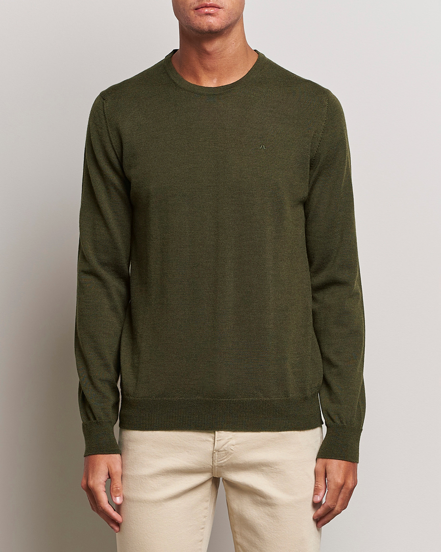 Homme | Pulls Et Tricots | J.Lindeberg | Lyle True Merino Crew Neck Pullover Forest Green