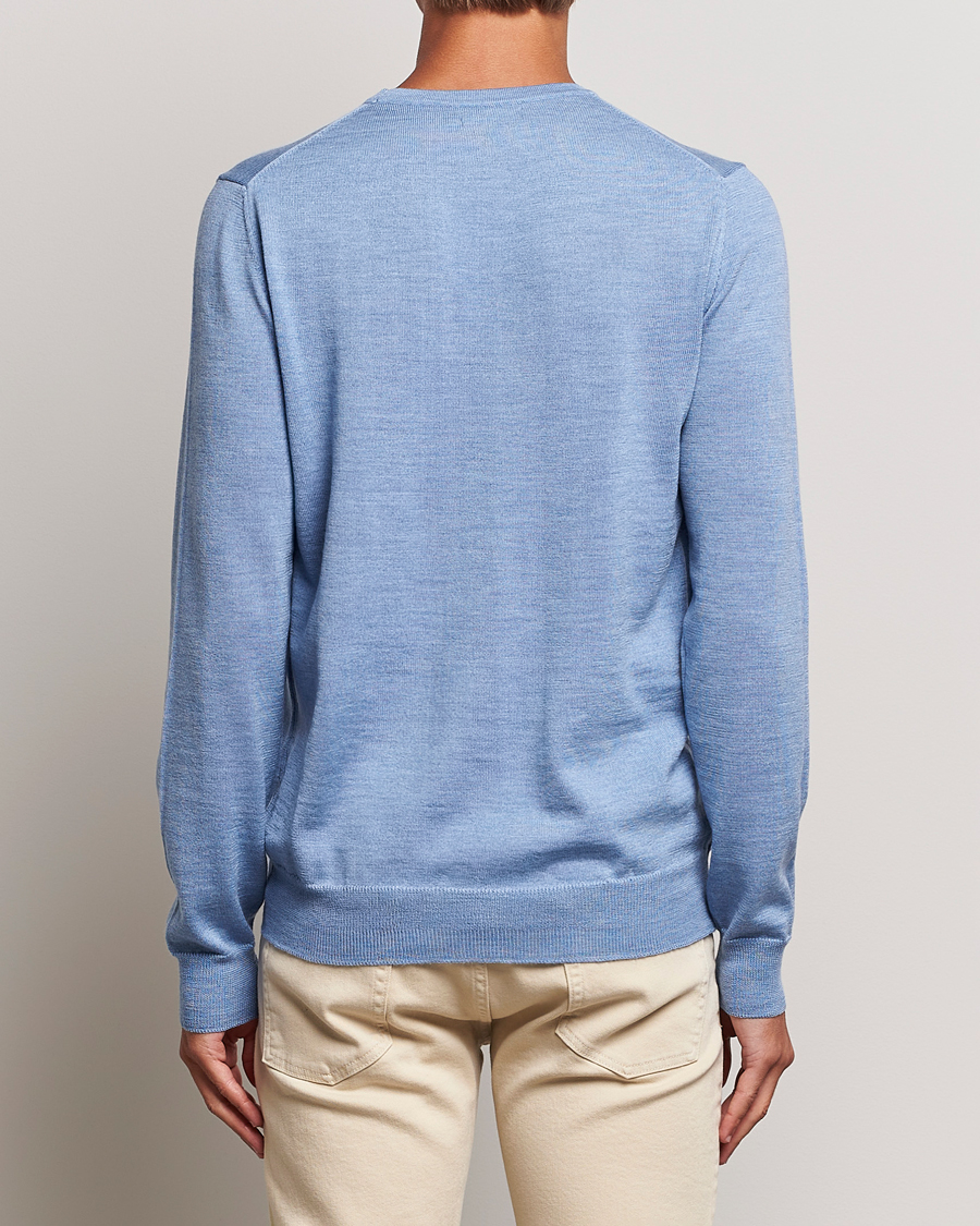 Homme | Pulls Et Tricots | J.Lindeberg | Lyle True Merino Crew Neck Pullover Washed Denim Blue