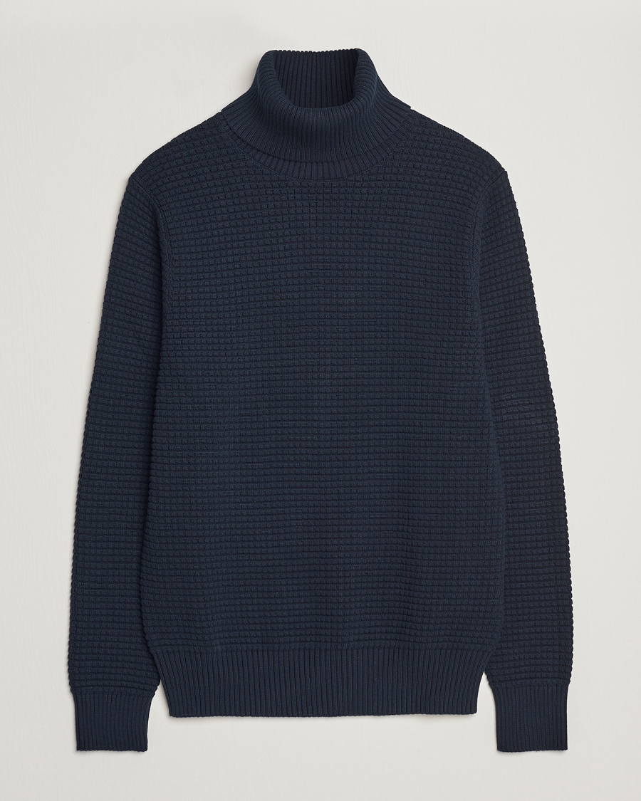 Homme | Pulls Et Tricots | J.Lindeberg | Olivero Cotton Turtle Sweater Navy