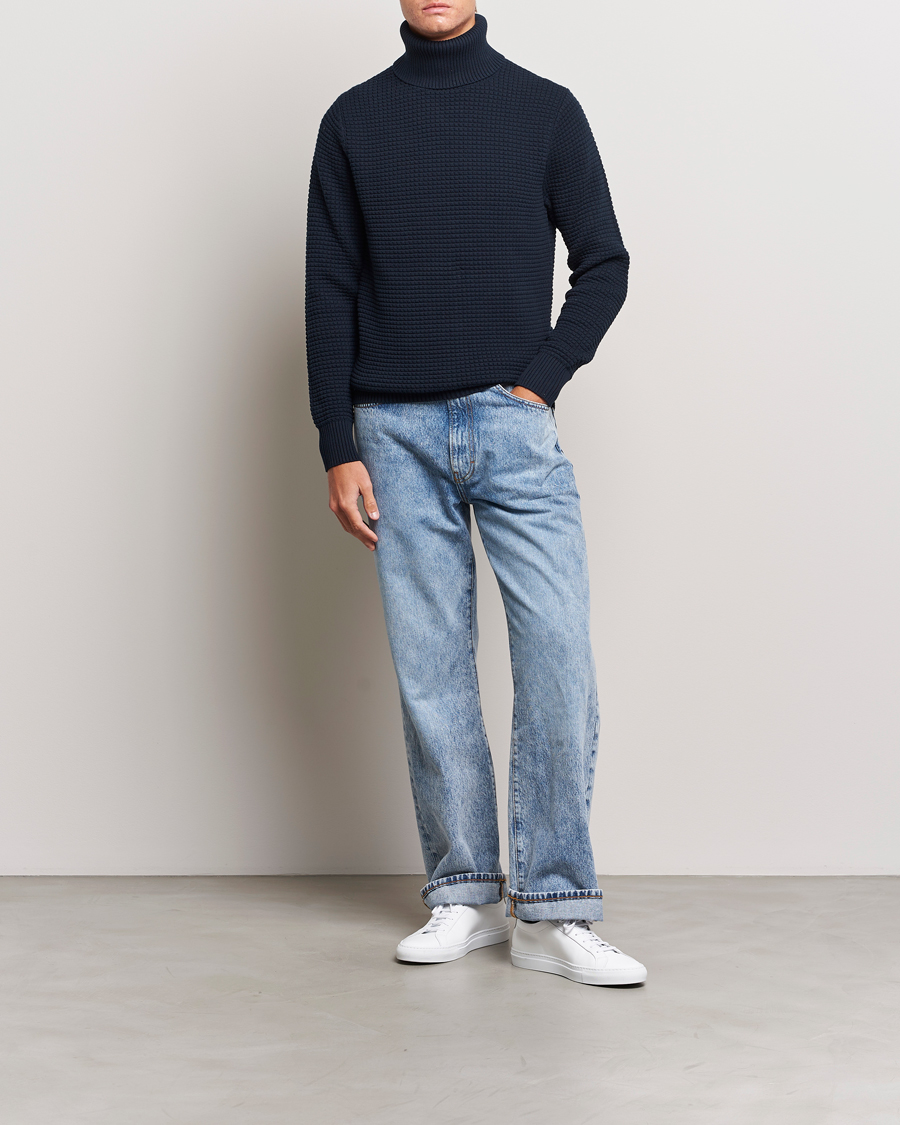Homme | Pulls Et Tricots | J.Lindeberg | Olivero Cotton Turtle Sweater Navy