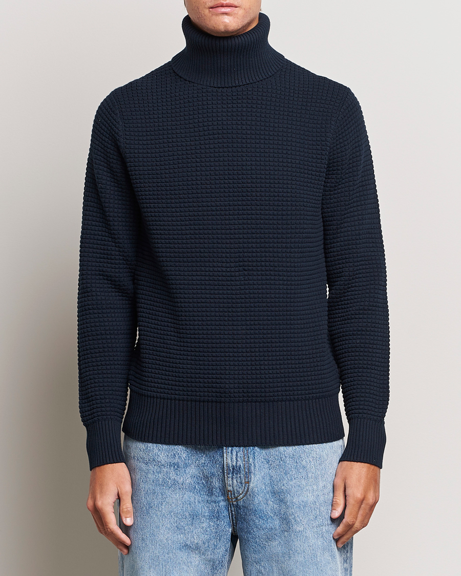 Homme | Pulls Et Tricots | J.Lindeberg | Olivero Cotton Turtle Sweater Navy