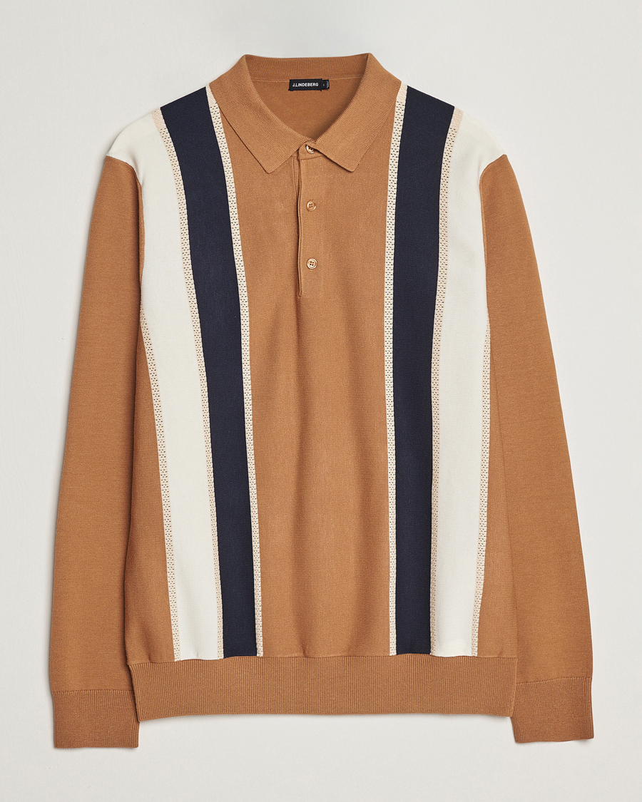 Homme | Pulls Et Tricots | J.Lindeberg | Heden Striped Knitted Polo Chipmunk