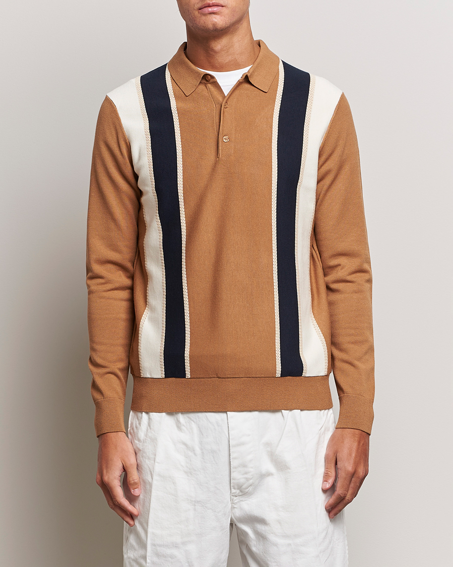 Homme | Pulls Et Tricots | J.Lindeberg | Heden Striped Knitted Polo Chipmunk