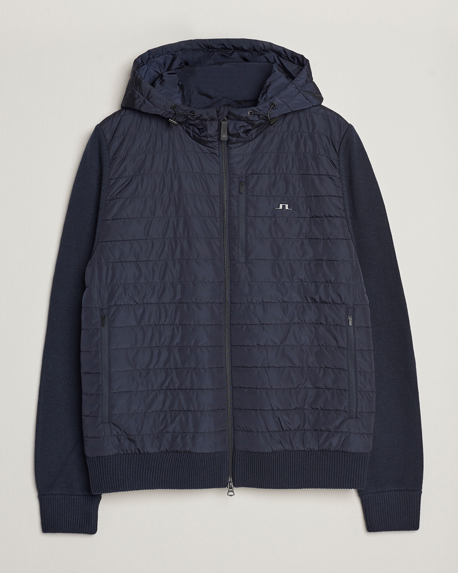 Homme | Pulls Et Tricots | J.Lindeberg | Pierre Knitted Hybrid Full Zip Hood Navy