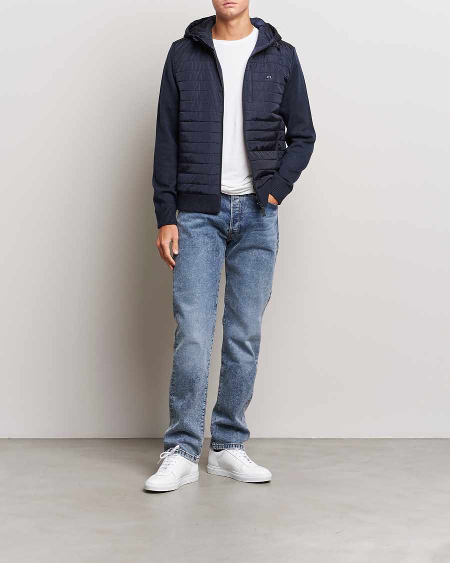 Homme | Pulls Et Tricots | J.Lindeberg | Pierre Knitted Hybrid Full Zip Hood Navy