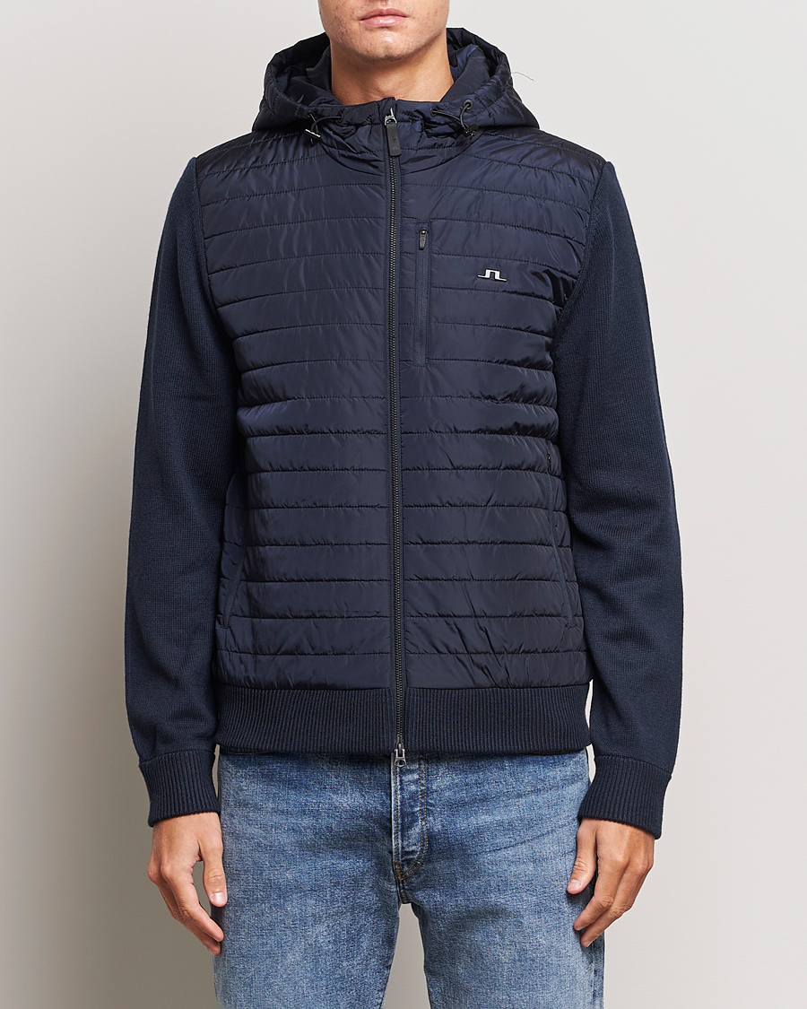 Homme | Pulls Et Tricots | J.Lindeberg | Pierre Knitted Hybrid Full Zip Hood Navy