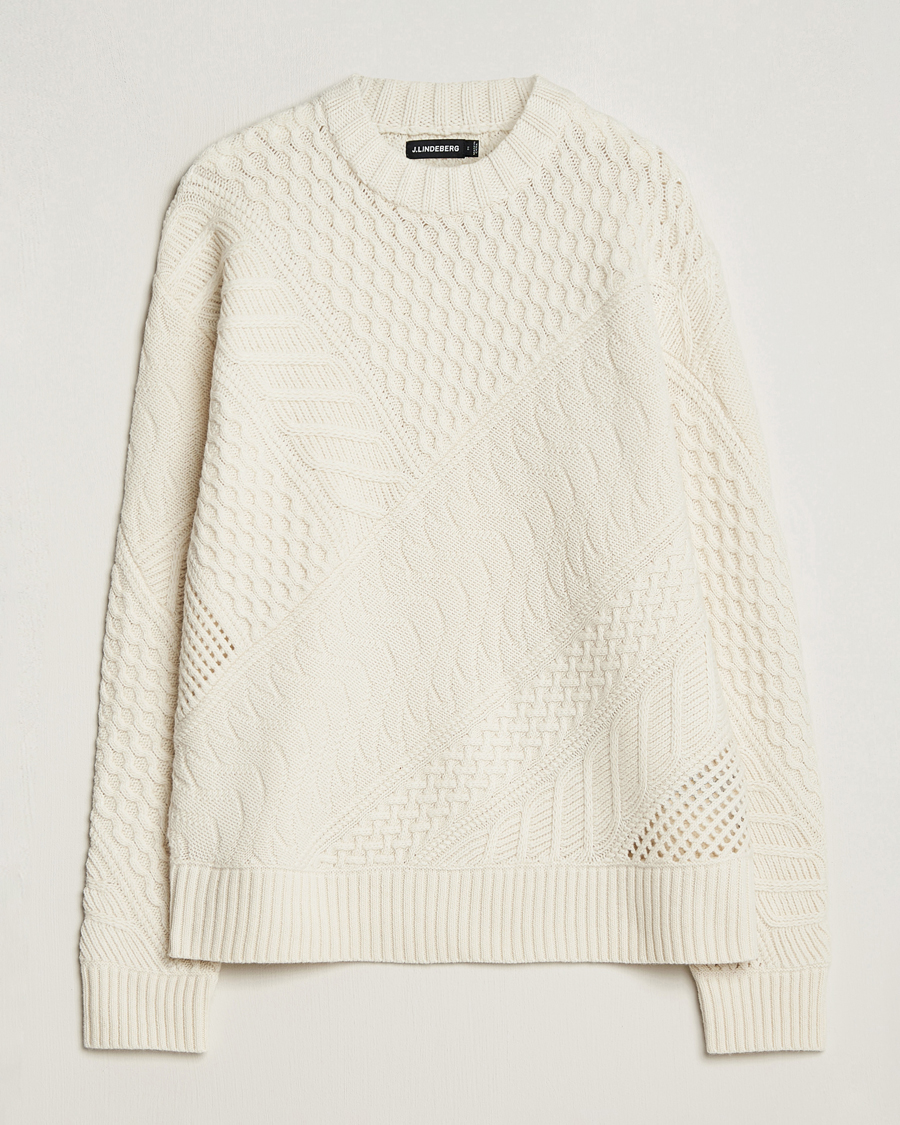 Homme | Pulls Et Tricots | J.Lindeberg | Savio Cable Knit Mock Neck Cloud White