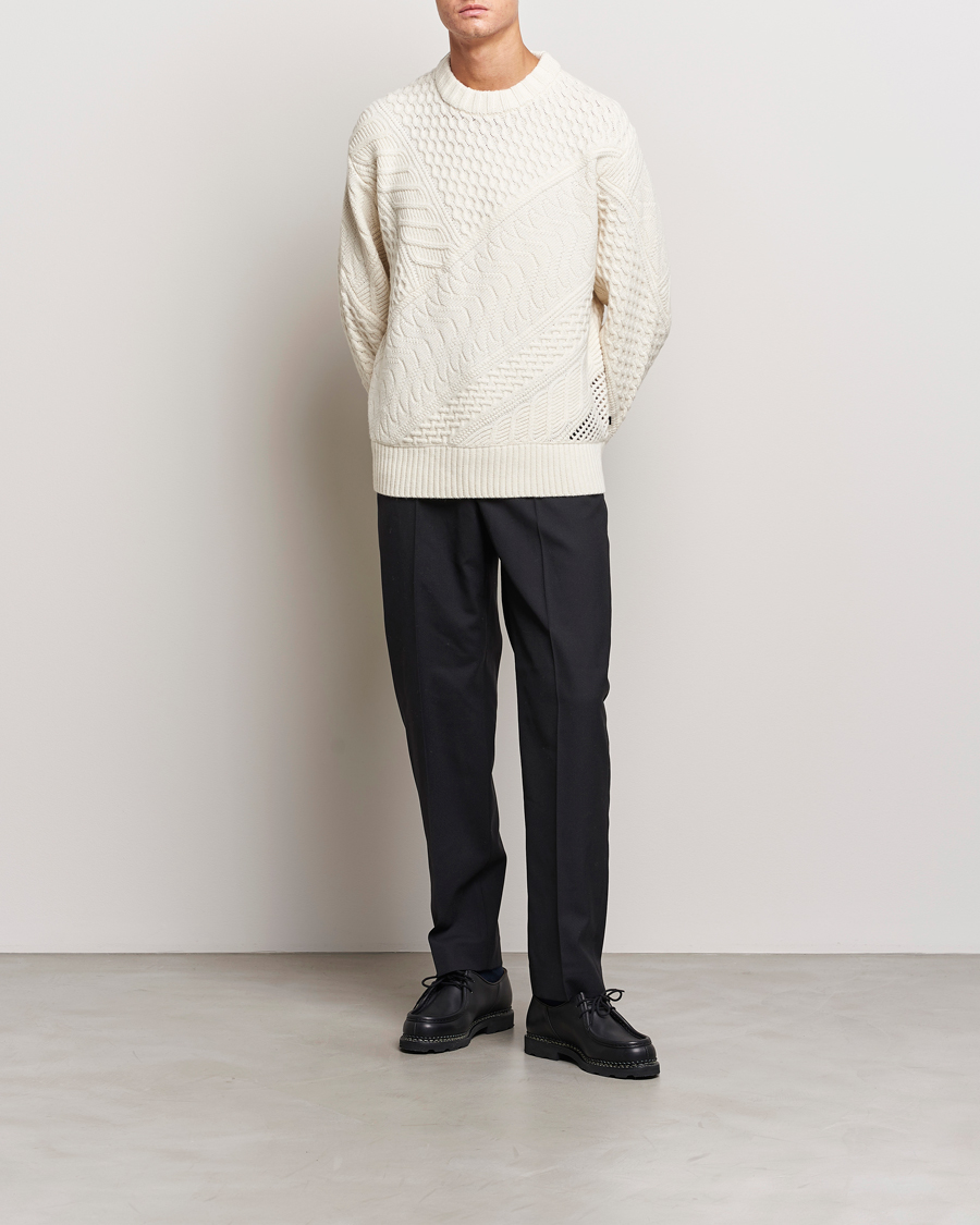 Homme | Pulls Et Tricots | J.Lindeberg | Savio Cable Knit Mock Neck Cloud White