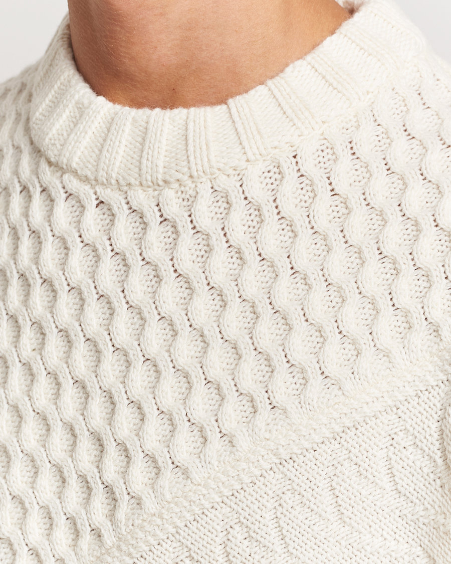 Homme | Pulls Et Tricots | J.Lindeberg | Savio Cable Knit Mock Neck Cloud White