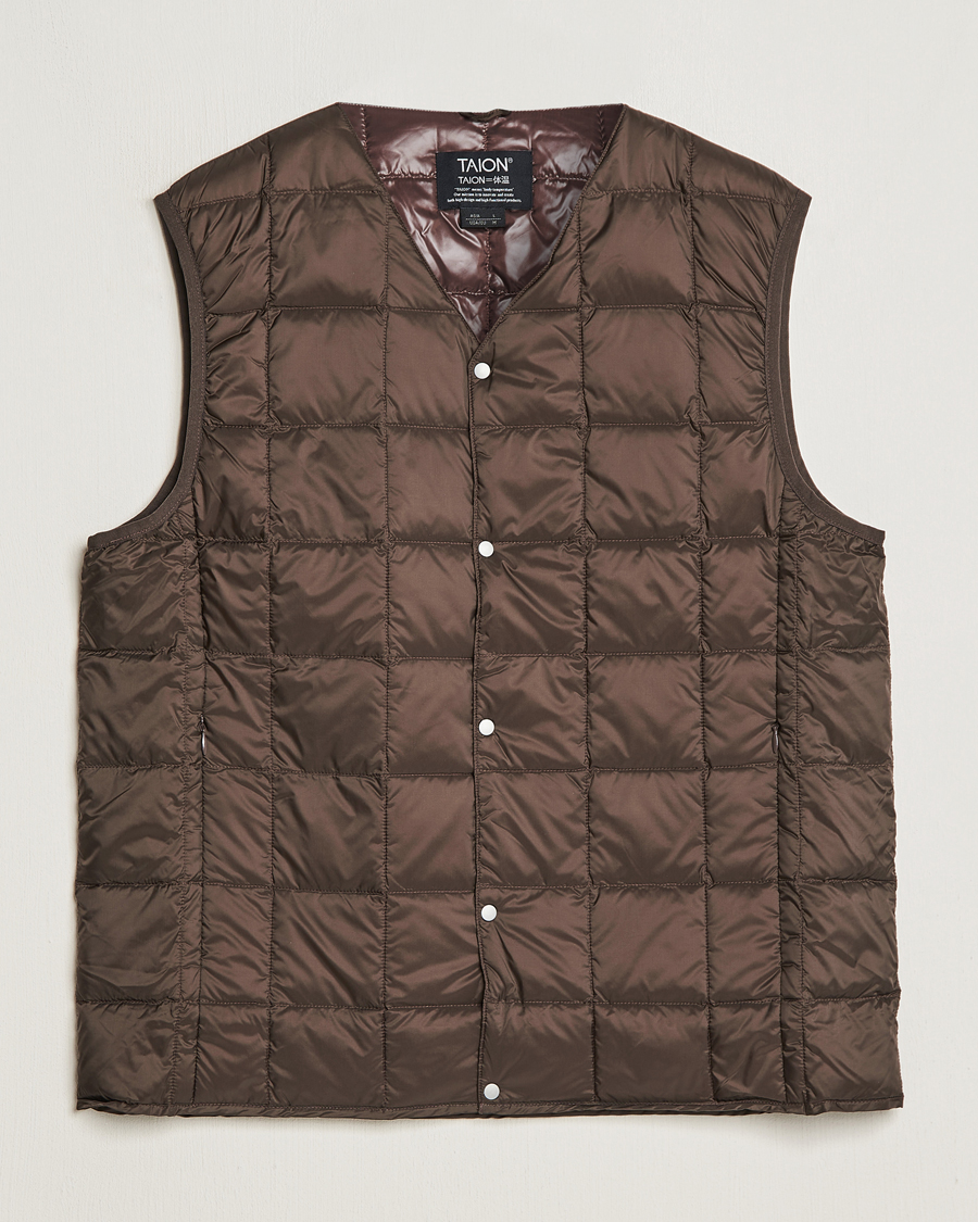 Homme | Manteaux Et Vestes | TAION | V-Neck Lightweight Down Vest Dark Choco