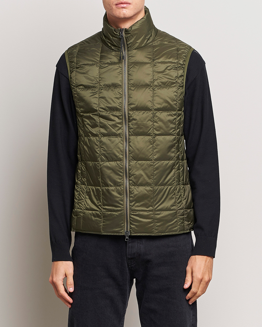 Homme | Manteaux Et Vestes | TAION | High Neck Full Zip Lightweight Down Vest Dark Olive
