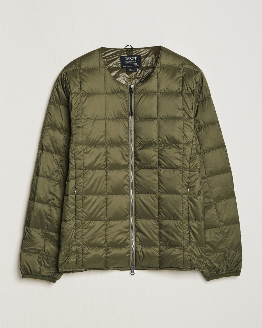 Homme | Manteaux Et Vestes | TAION | Crew Neck W-Zip Down Jacket Dark Olive