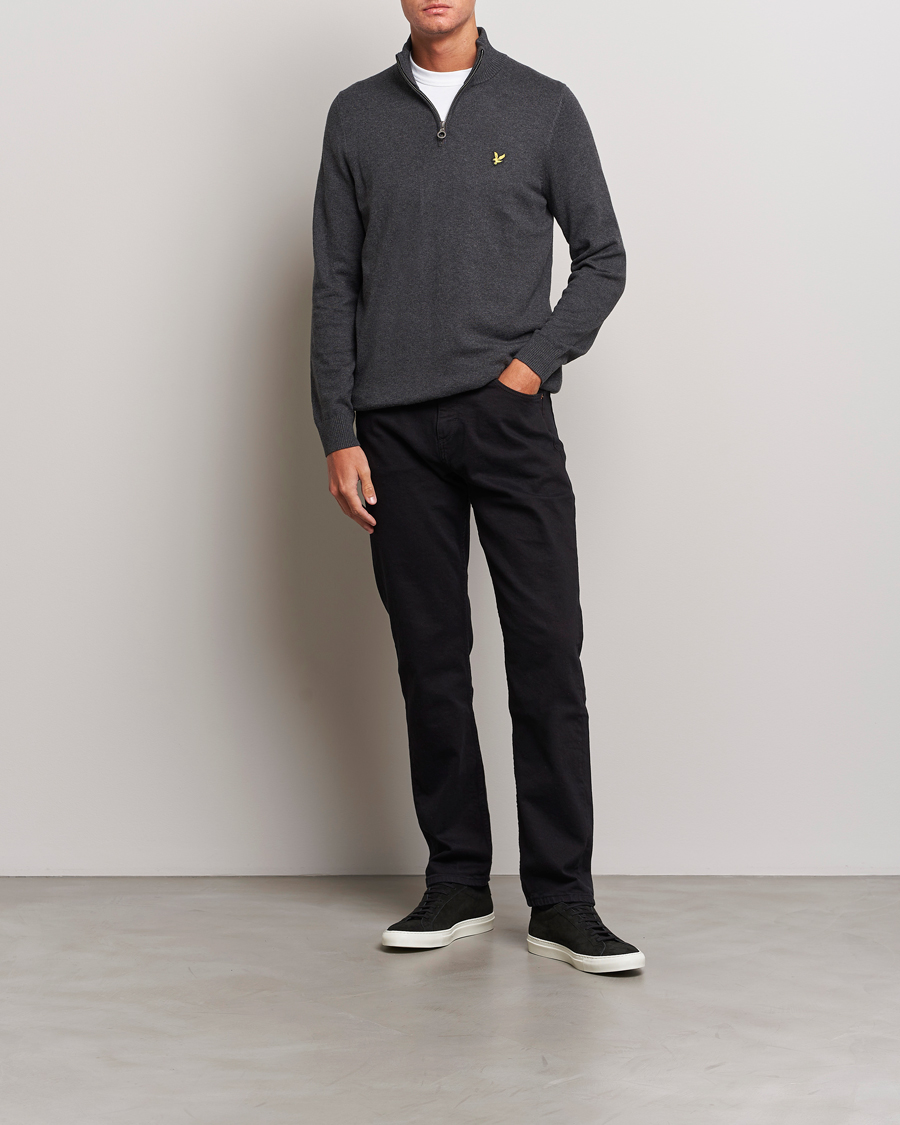 Homme | Pulls Et Tricots | Lyle & Scott | Cotton/Merino Half Zip Charcoal Marl