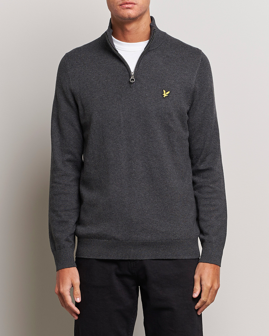 Homme | Pulls Et Tricots | Lyle & Scott | Cotton/Merino Half Zip Charcoal Marl