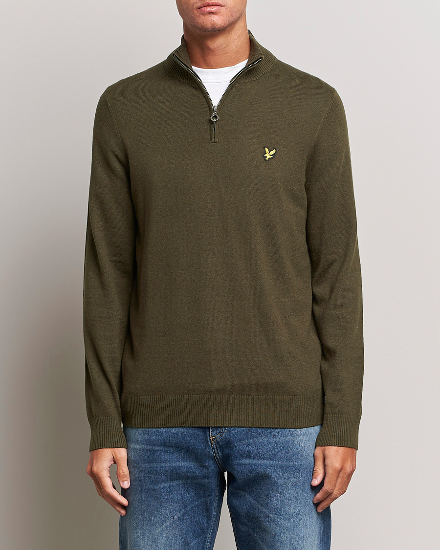 Homme | Pulls Et Tricots | Lyle & Scott | Cotton/Merino Half Zip Olive