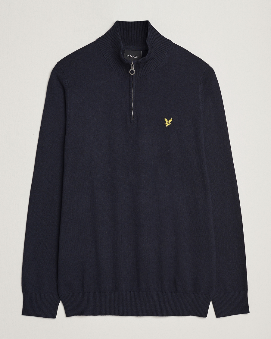 Homme | Pulls Et Tricots | Lyle & Scott | Cotton/Merino Half Zip Dark Navy