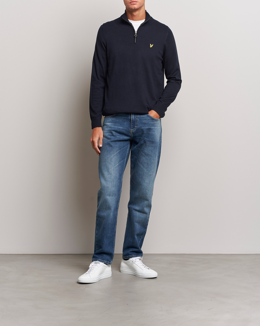 Homme | Pulls Et Tricots | Lyle & Scott | Cotton/Merino Half Zip Dark Navy