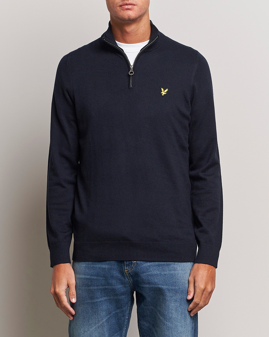 Homme | Pulls Et Tricots | Lyle & Scott | Cotton/Merino Half Zip Dark Navy