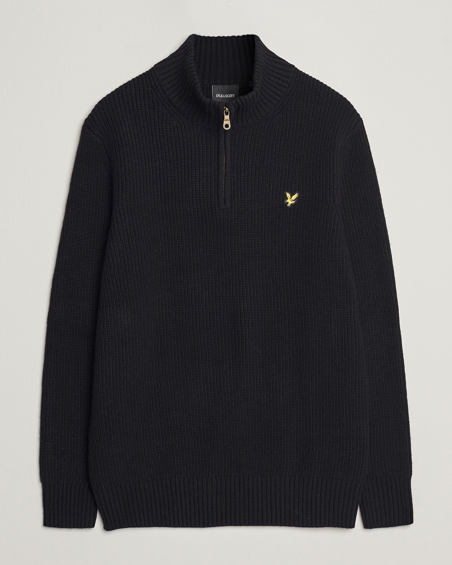 Homme | Pulls Et Tricots | Lyle & Scott | Heavy Ribbed Knitted Half Zip Jet Black