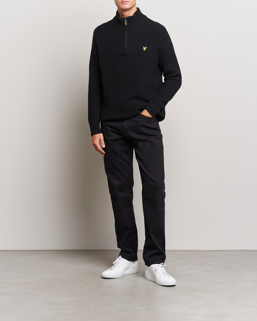 Homme | Pulls Et Tricots | Lyle & Scott | Heavy Ribbed Knitted Half Zip Jet Black