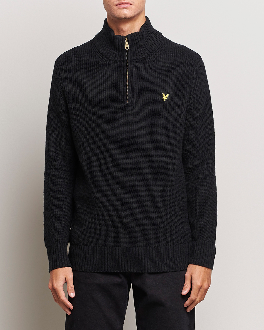 Homme | Pulls Et Tricots | Lyle & Scott | Heavy Ribbed Knitted Half Zip Jet Black