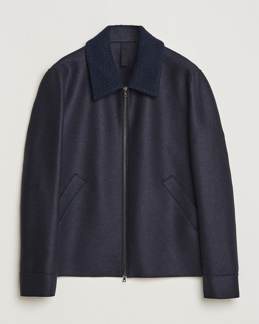 Homme | Manteaux Et Vestes | Harris Wharf London | Pressed Wool Boucle Golf Jacket Navy