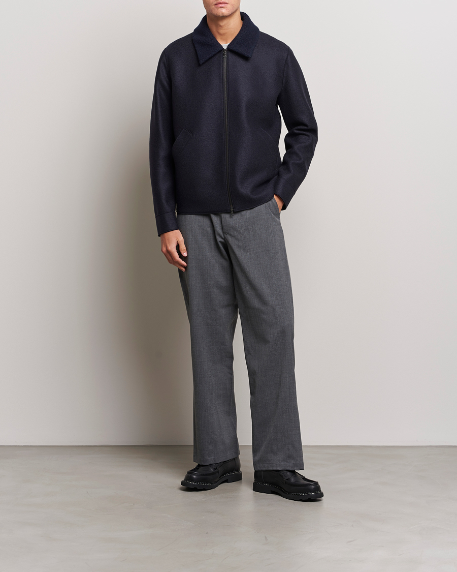 Homme | Manteaux Et Vestes | Harris Wharf London | Pressed Wool Boucle Golf Jacket Navy