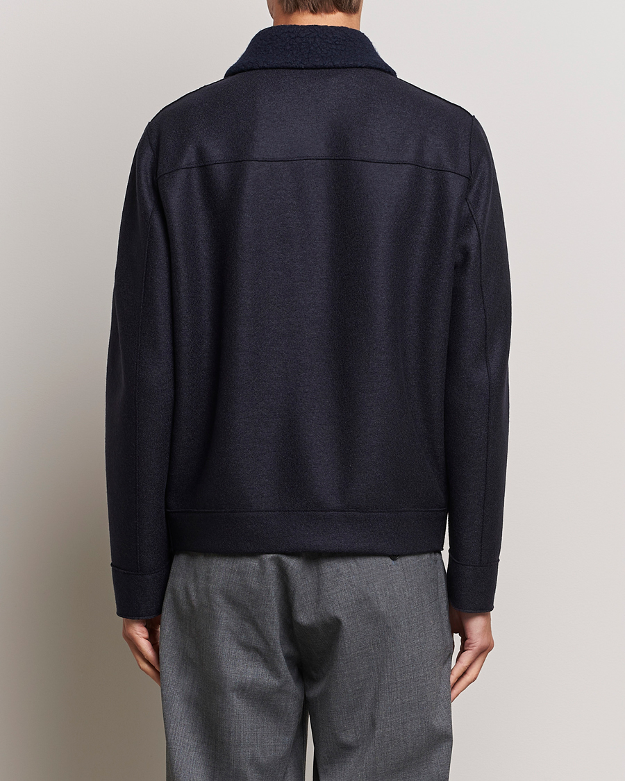 Homme | Manteaux Et Vestes | Harris Wharf London | Pressed Wool Boucle Golf Jacket Navy