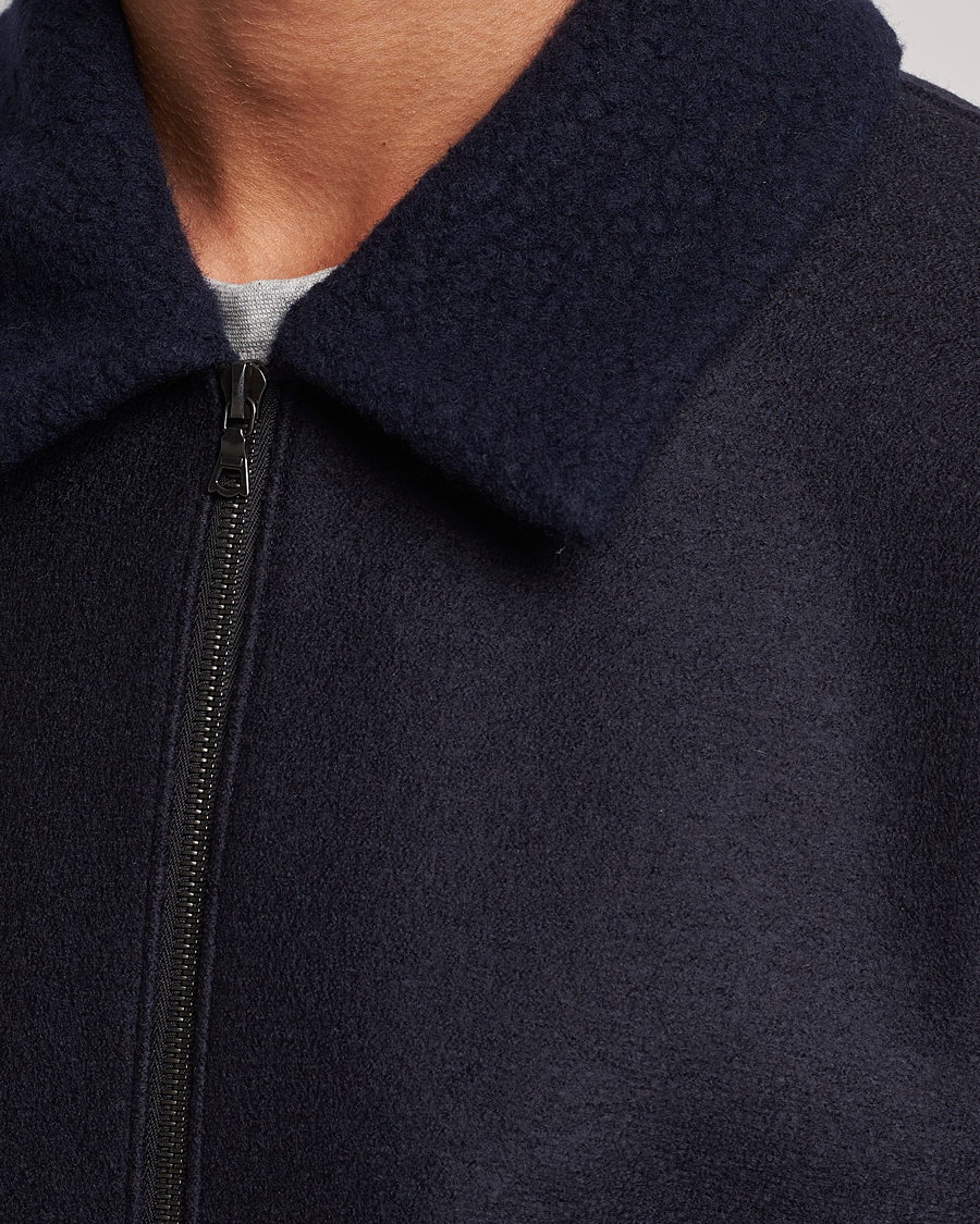 Homme | Manteaux Et Vestes | Harris Wharf London | Pressed Wool Boucle Golf Jacket Navy