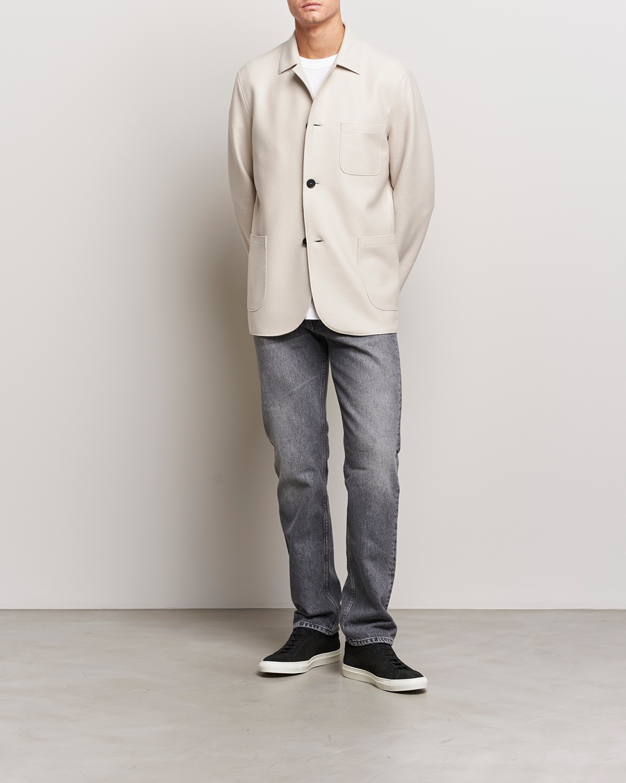 Homme | Blazers | Harris Wharf London | Dropped Shoulder Wool Jacket Cream