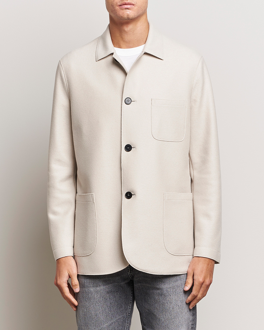Homme | Blazers | Harris Wharf London | Dropped Shoulder Wool Jacket Cream